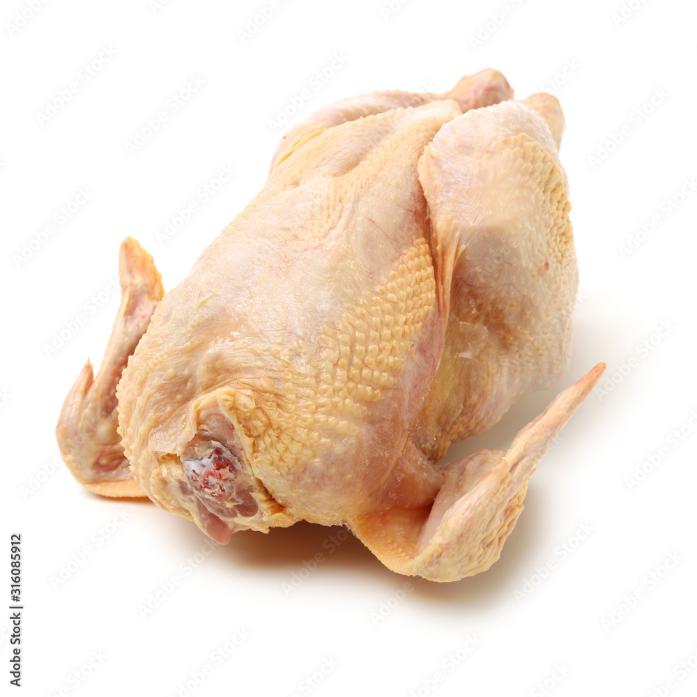 Raw fresh chicken isolated on white background 