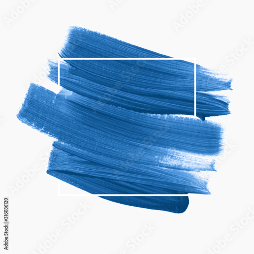 Blue paint abstract background. Brush stroke texture design poster vector over square frame. Perfect watercolor design for headline, logo and sale banner.