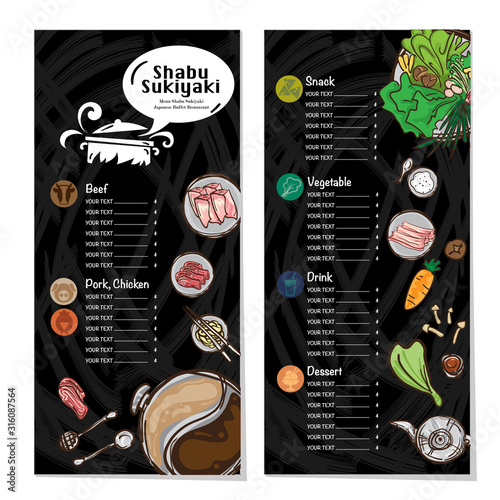 menu shabu sukiyaki restaurant template design graphic objects 