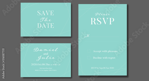 vector wedding invitation card template design with blue and white