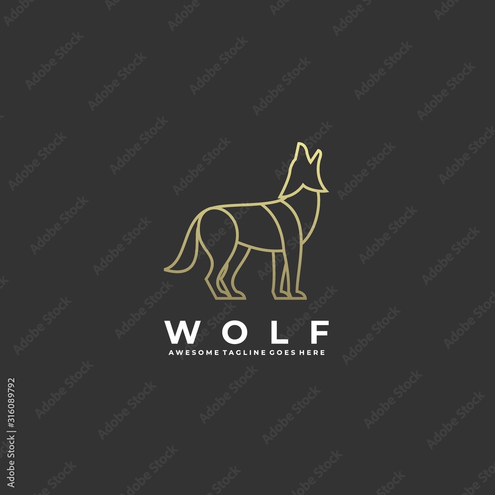Vector Logo Illustration Wolf Line Art