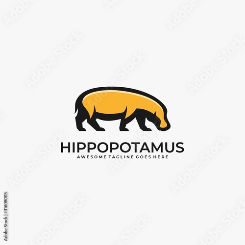 Vector Logo Illustration Hippo Mascot Cartoon