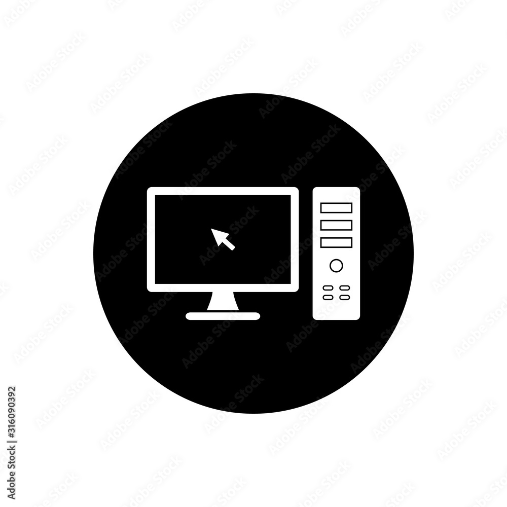 Computer Icon. Rounded Button style vector EPS. Computer Icon. Rounded Button style vector EPS.