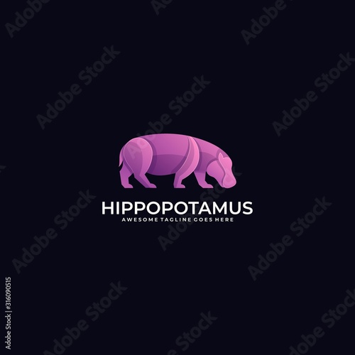 Vector Logo Illustration Hippo Gradient Colorful