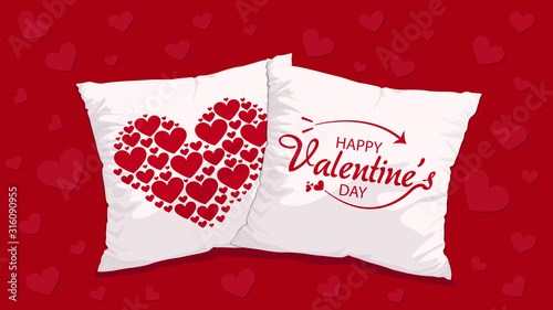 Cushions with Valentine's typography and design - Vector Illustration