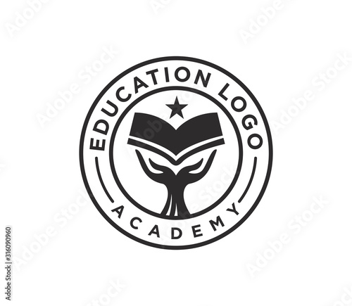 Education Logo Design Vector Inspiration, Hand Book Logo