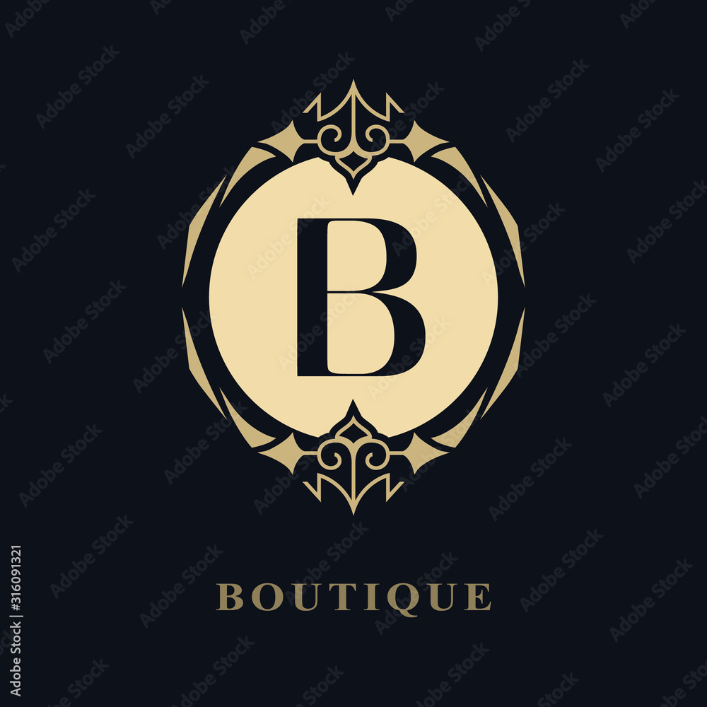 Luxury Monogram. Graceful Template. Elegant Line Art Logo Design. Letter B. Emblem Identity for Restaurant, Royalty, Boutique, Cafe, Hotel, Heraldic, Jewelry, Fashion, Wine, Badge. Vector illustration Luxury Monogram. Graceful Template. Elegant Line Art Logo Design. Letter B. Emblem Identity for Restaurant, Royalty, Boutique, Cafe, Hotel, Heraldic, Jewelry, Fashion, Wine, Badge. Vector illustration