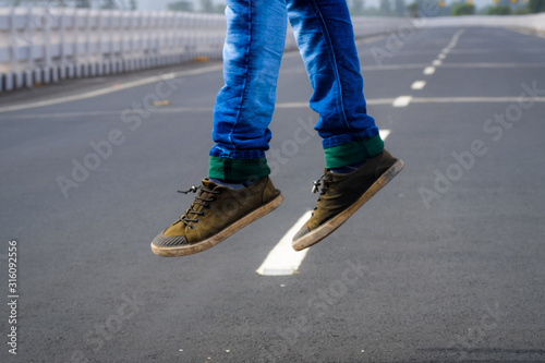 A Portrait Of Jump On A Road.