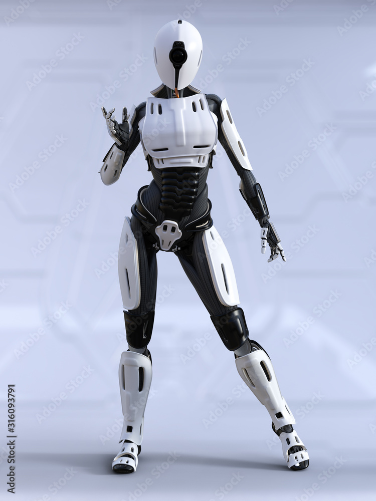 3D rendering of a female android robot posing. Stock Illustration | Adobe  Stock