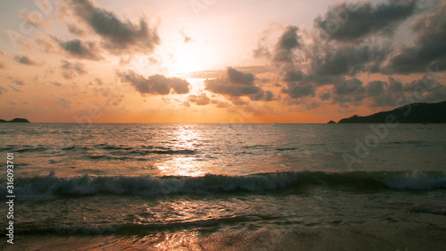 Sunset on a tropical beach  sunset sky  sunset sea  seascape  Thailand