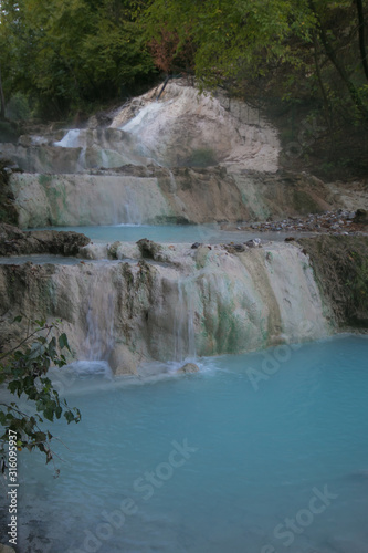 Waterfall in the beauty thermal of Bagni San Filippo in Tuscany