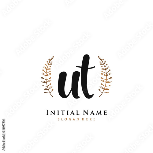 UT Initial handwriting logo vector 