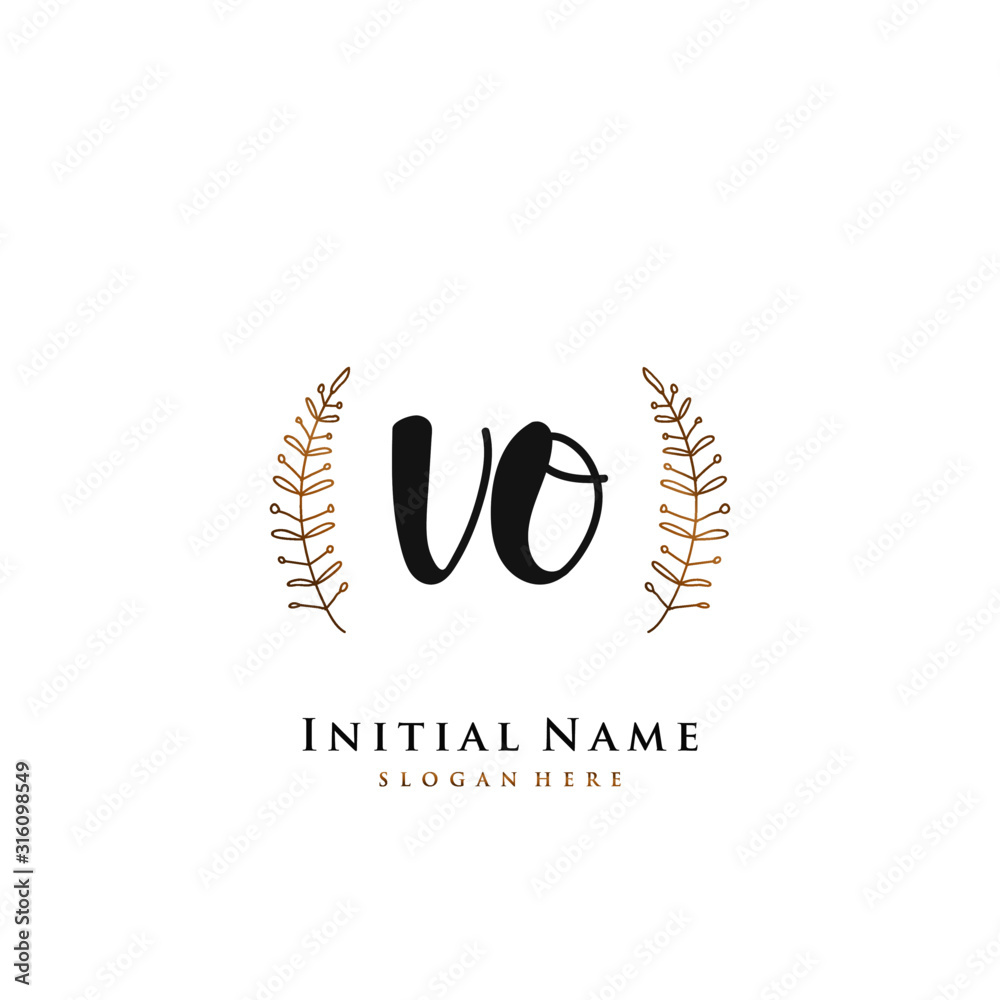 VO Initial handwriting logo vector	