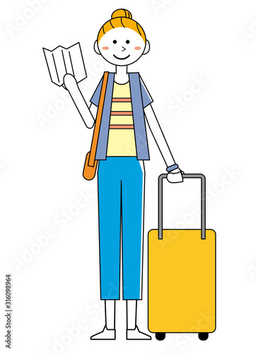旅行　女性　イラスト