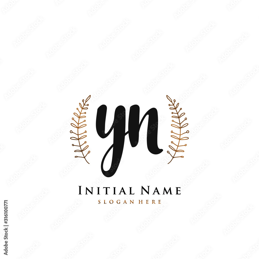 YN Initial handwriting logo vector	