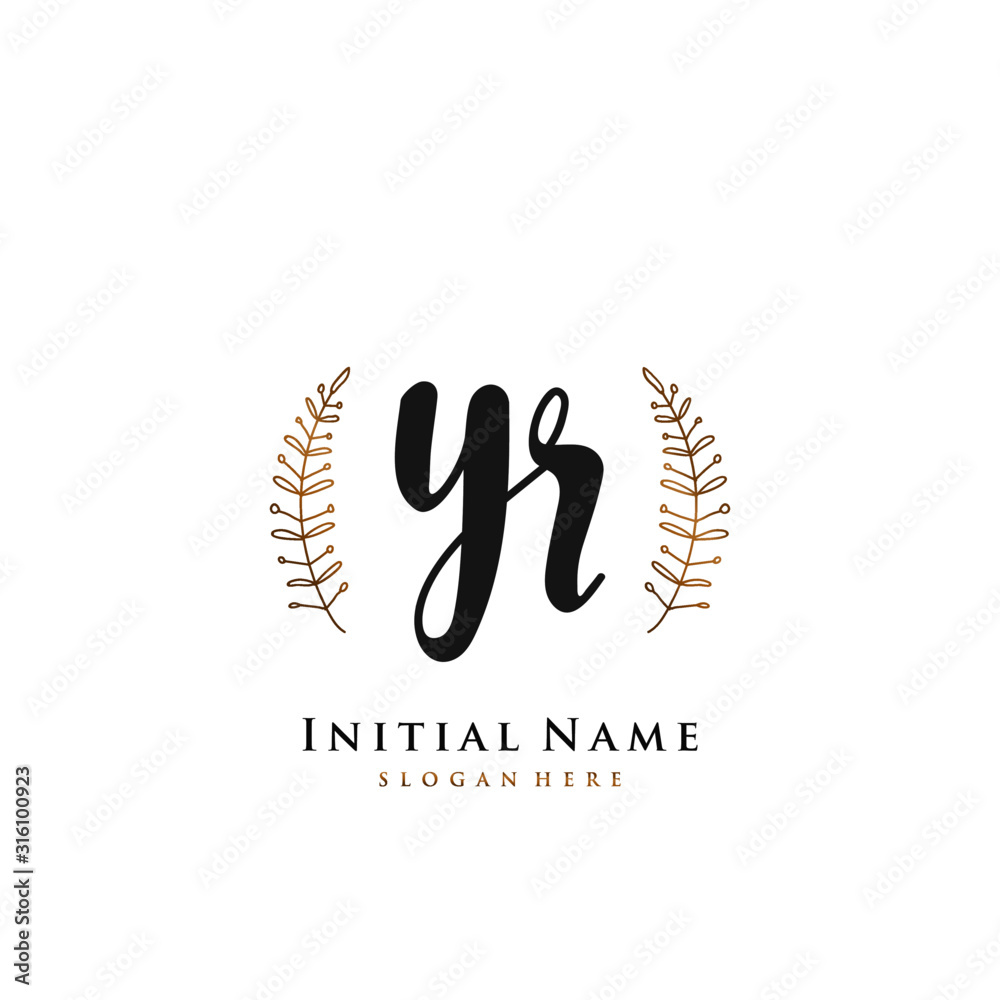 YR Initial handwriting logo vector	