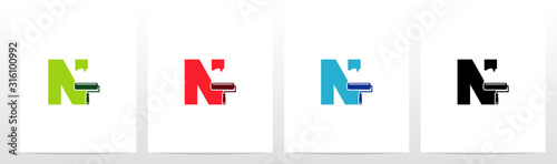 Paint Roller On Letter Logo Design N