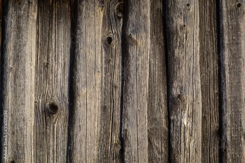 Wooden texture - mountain chalet wall in Swiss Alps photo