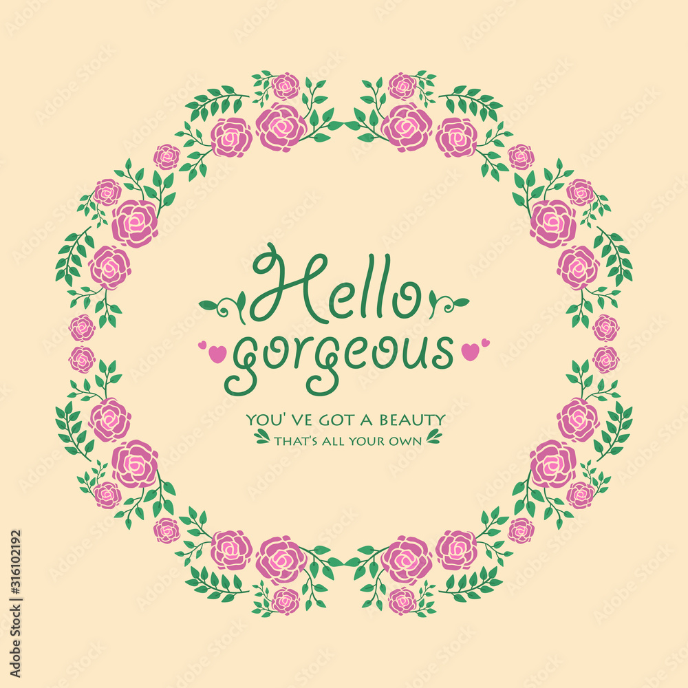 Beautiful Crowd of leaf and flower frame, for hello gorgeous card wallpaper design. Vector Beautiful Crowd of leaf and flower frame, for hello gorgeous card wallpaper design. Vector