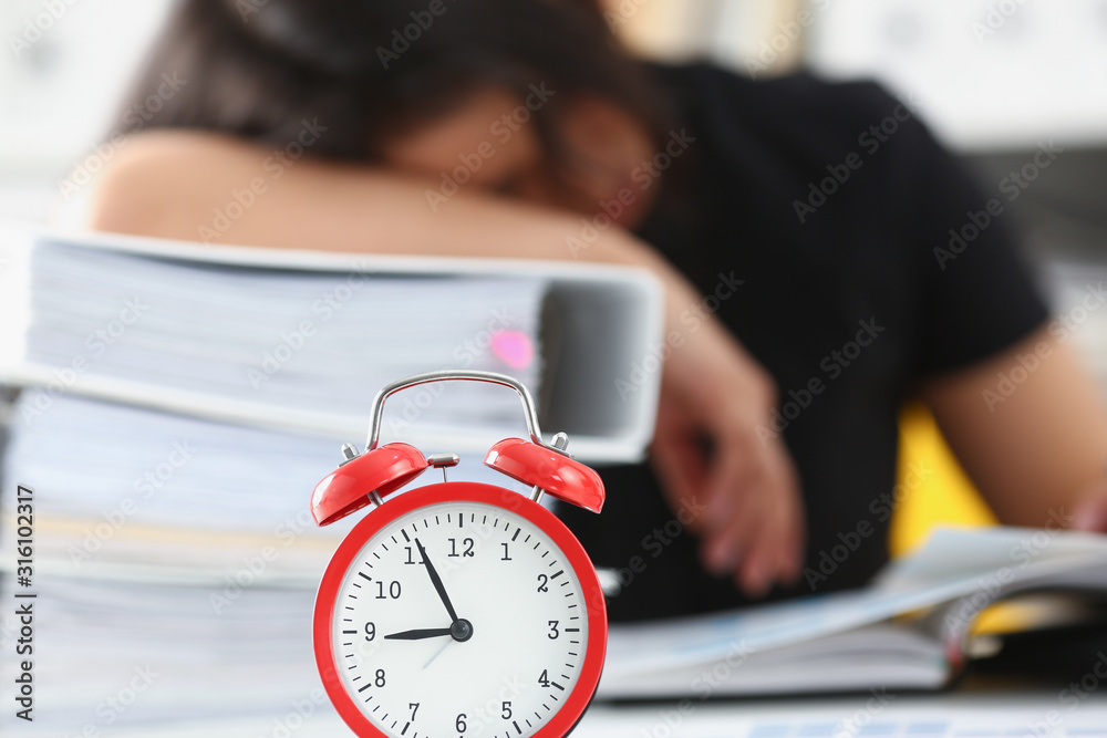 Tired and exhausted chinese woman have a lot of work with documents