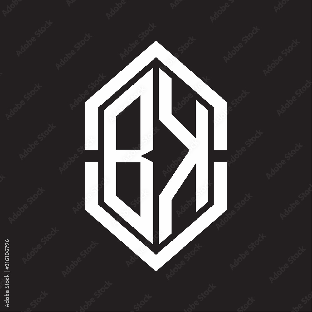 BK Logo monogram with hexagon shape and outline slice style with black and white BK Logo monogram with hexagon shape and outline slice style with black and white
