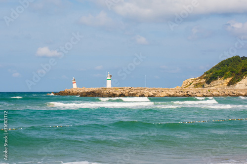 The lighthouses on the Agva coastline on the Black Sea coast in the Sile district of Istanbul province, Turkey