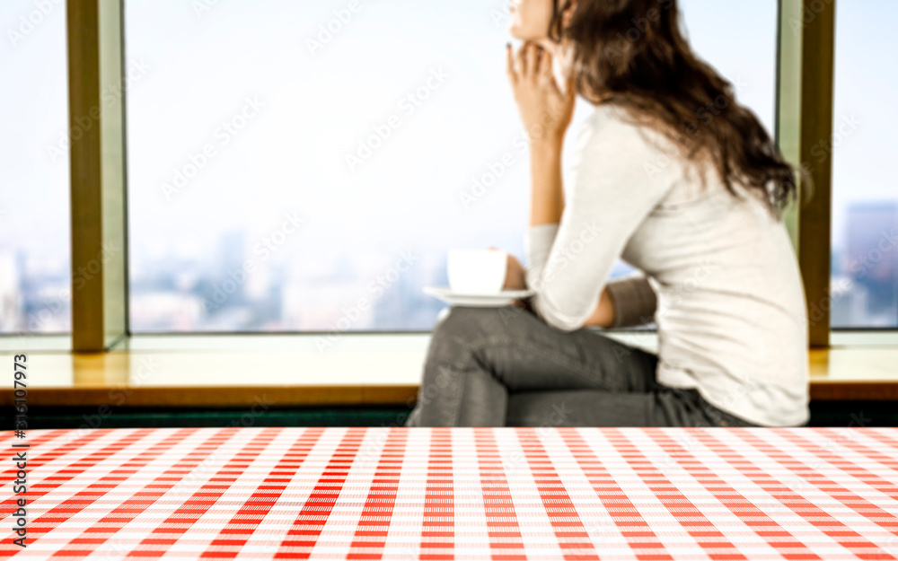 Desk of free space and spring background Desk of free space and spring background