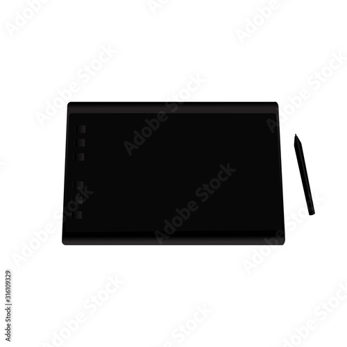 Graphics tablet on a white background. Vector illustration.