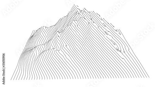 Curve lines in shape of part of mountain range