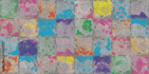 Colored mosaic wall tile background texture close up