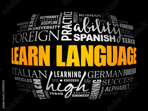 Learn Language word cloud, education business concept background