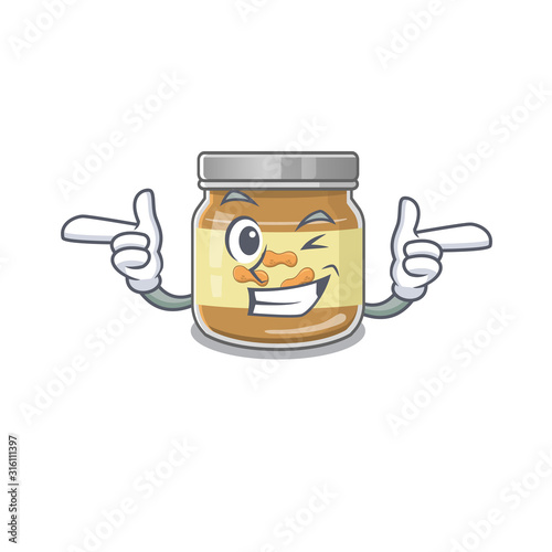 mascot cartoon design of peanut butter with Wink eye