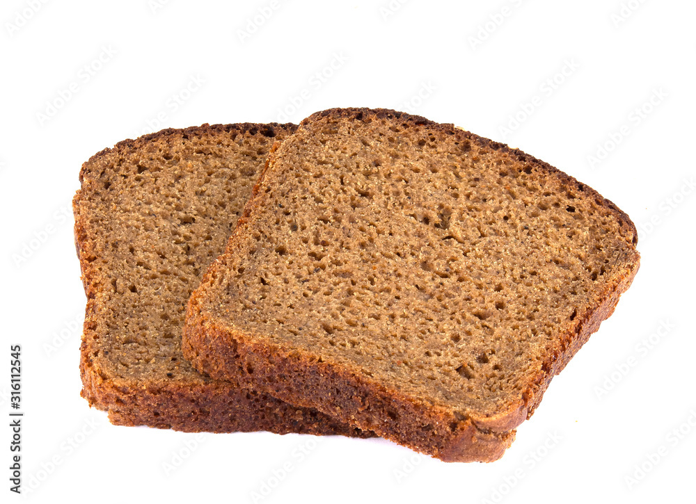 sliced of rye bread, isolated on a white background sliced of rye bread, isolated on a white background