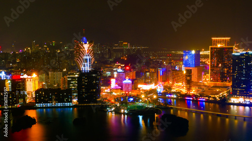 A cityscape over the City of Macau with skyscapers