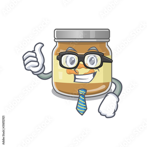 cartoon character of Businessman peanut butter wearing glasses