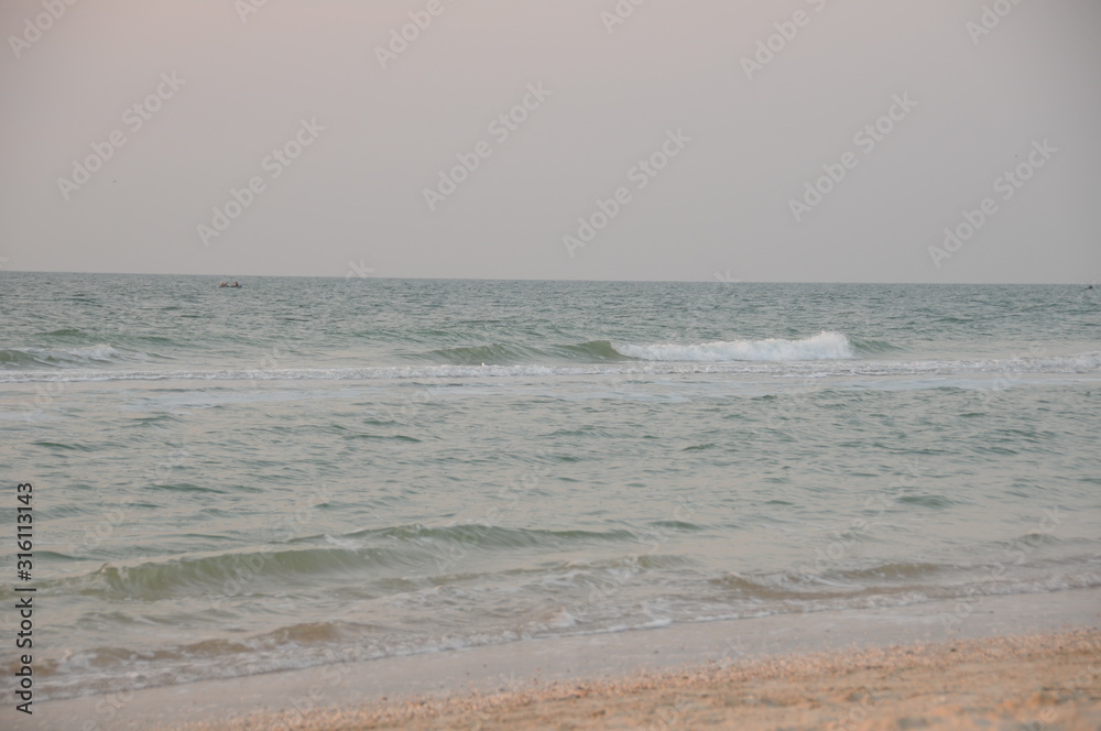 Vacation on sea with waves and seagulls Vacation on sea with waves and seagulls