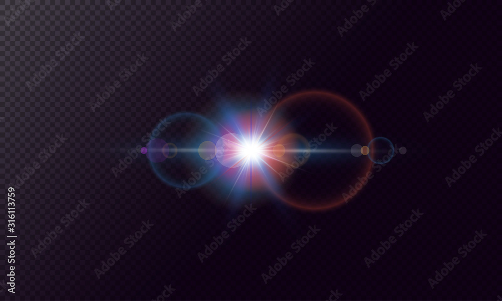 Glare effects with bokeh, glitter particles. Glowing lens flares. Vector illustration. Glare effects with bokeh, glitter particles. Glowing lens flares. Vector illustration.