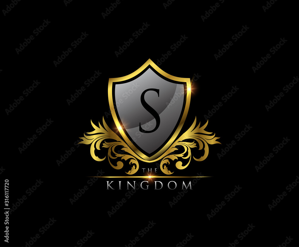 Golden S Letter Luxury Shield Logo Design Golden S Letter Luxury Shield Logo Design