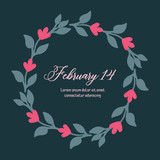 Seamless shape of leaf and flower frame, for romantic 14 February invitation card template design. Vector