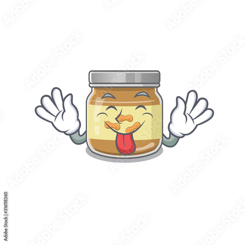 Cute peanut butter cartoon mascot style with Tongue out