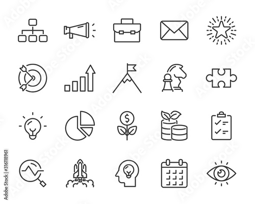 set of business icons, startup, work, success