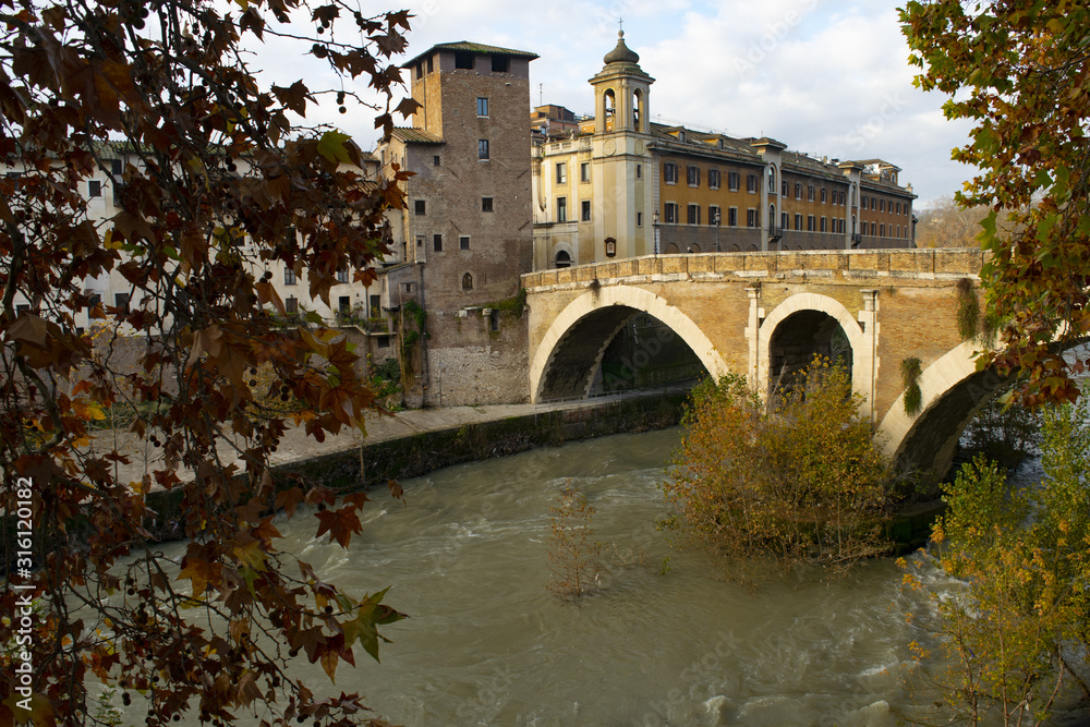 sublicio bridge and tiber river in Rome