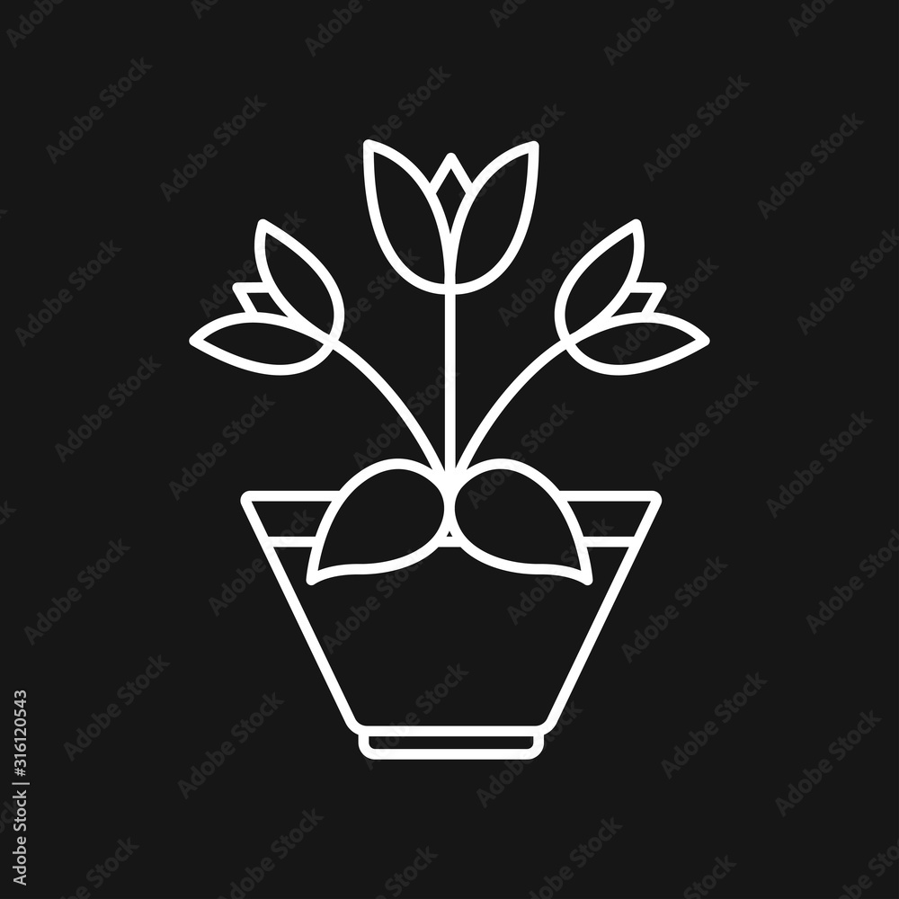 Flowerpot icon, vectorized plants in a pot, flower symbol Flowerpot icon, vectorized plants in a pot, flower symbol