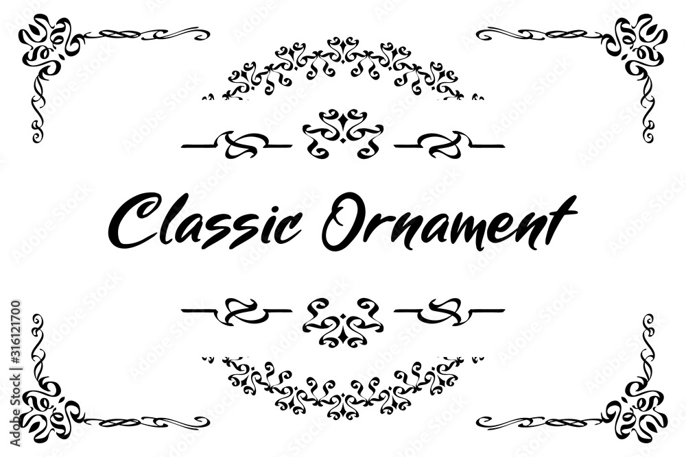 File of Classic ornament frame, vintage border set Premium Vector.