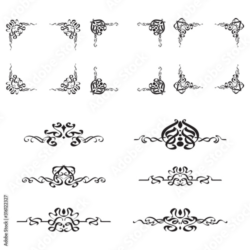 File of Classic ornament frame, vintage border set Premium Vector.
