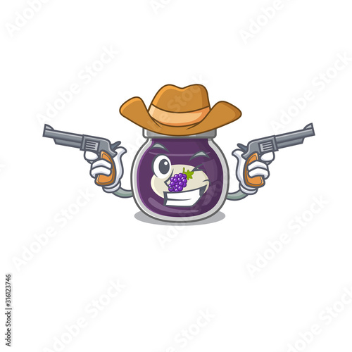 Grape jam dressed as a Cowboy having guns
