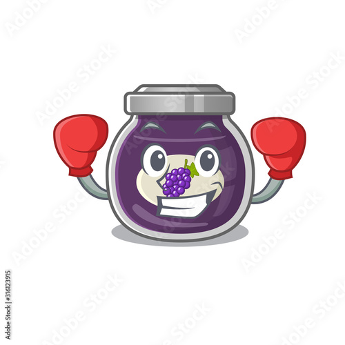 Sporty Boxing grape jam mascot character style