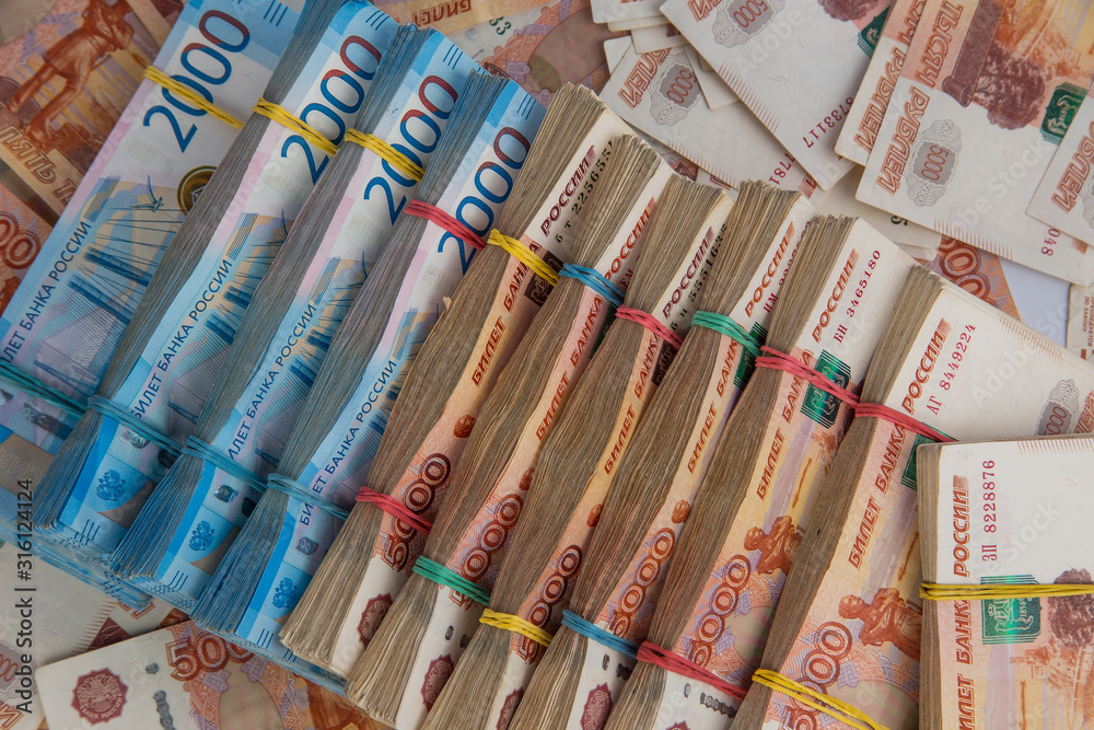 Russian rubles, bills of various denominations Russian rubles, bills of various denominations