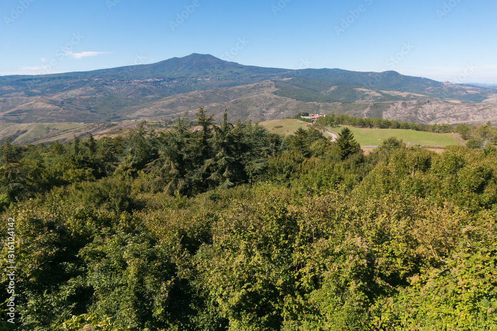 Autumn view of Mount Amiata can be enjoyed from Radicofani medieval village in Tuscany Autumn view of Mount Amiata can be enjoyed from Radicofani medieval village in Tuscany