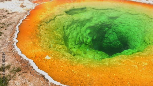 Geyser Glory in National Park Yellowstone. Hot Spring. USA. Wyoming.
